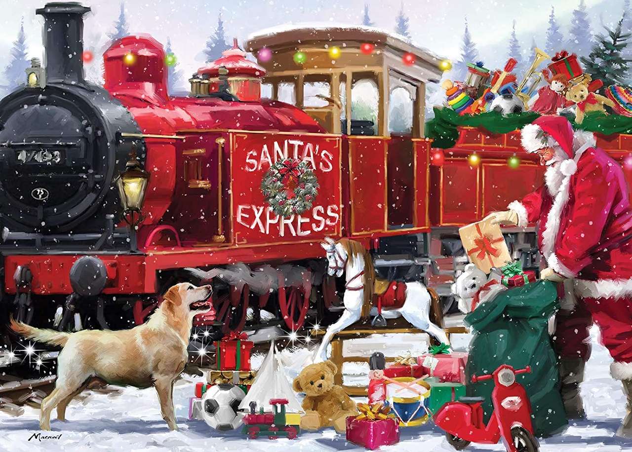 Paczki świąteczne na pociągu Mikołaja puzzle online