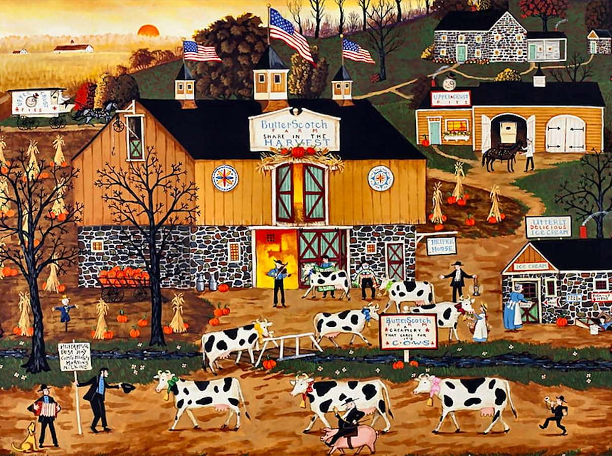 Farma, spęd bydła puzzle online