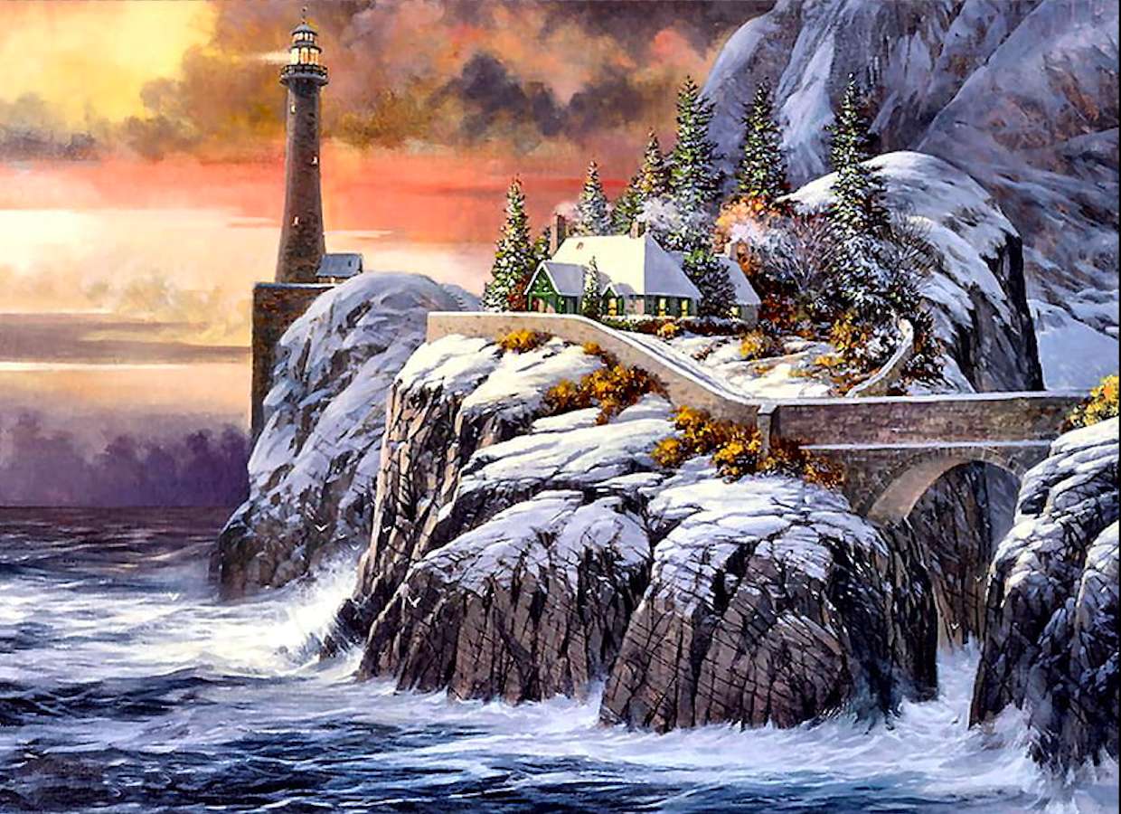 Zimowa latarnia morska- Winter Lighthouse puzzle online