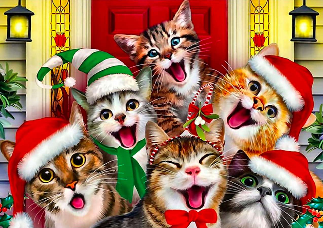 Selfie z kotami mikołajkami, urocze mordki:) puzzle online
