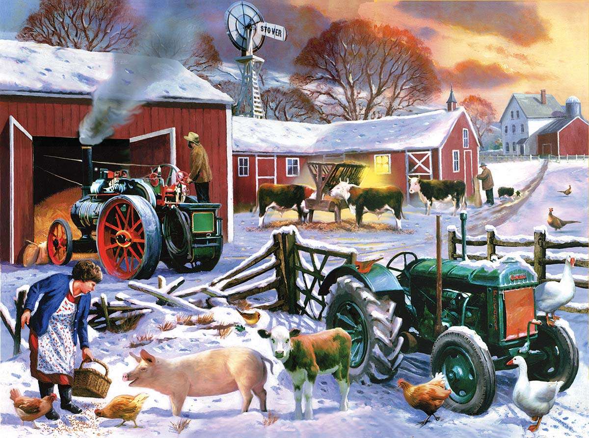 zima na farmie puzzle online