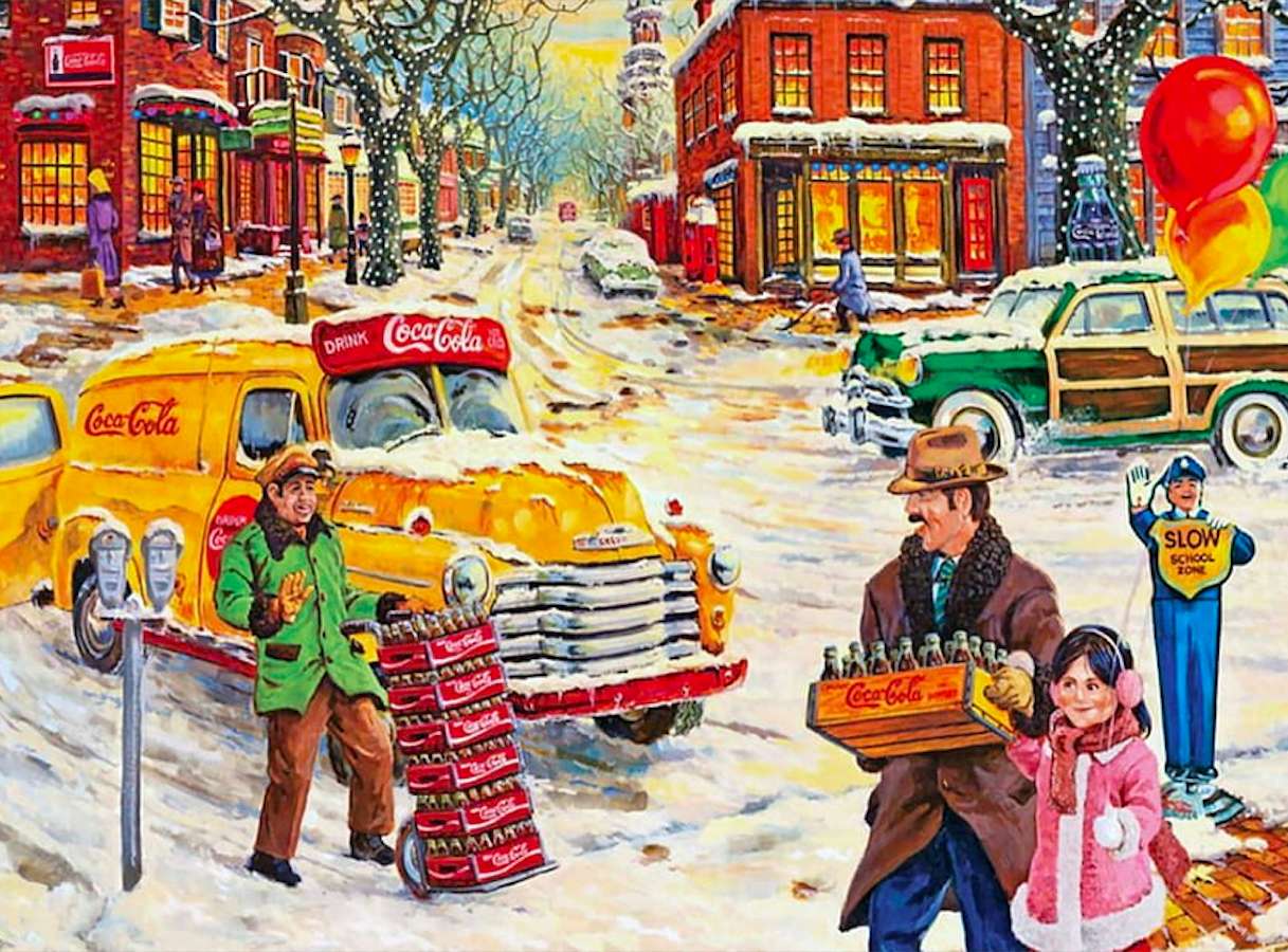 Chociaż ciężka zima Coca Cola przybywa puzzle online