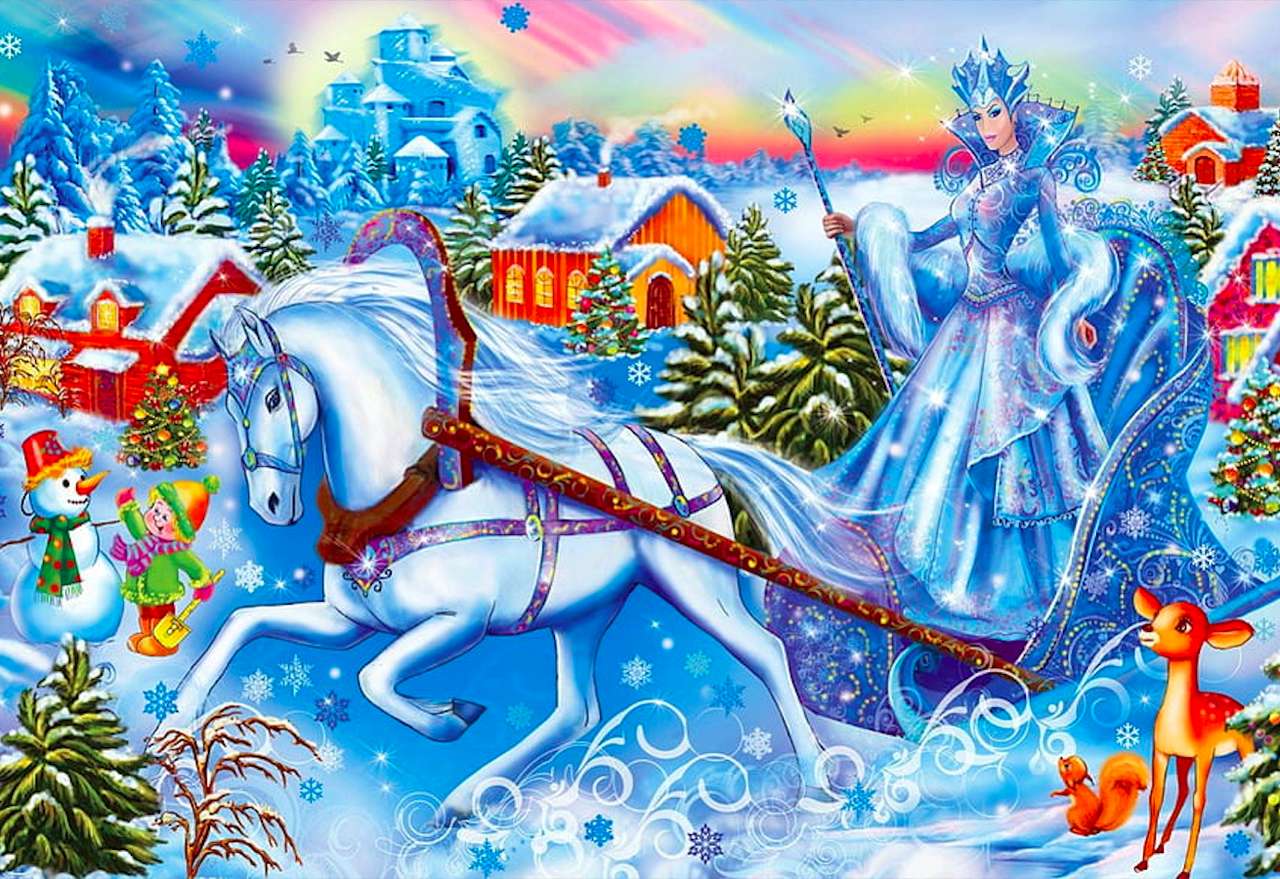 Pani zima przybywa gdy Boże Narodzenie się zaczyna puzzle online