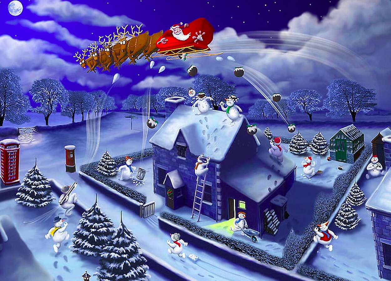 Radosne powitanie Św Mikołaja, się dzieje:) puzzle online