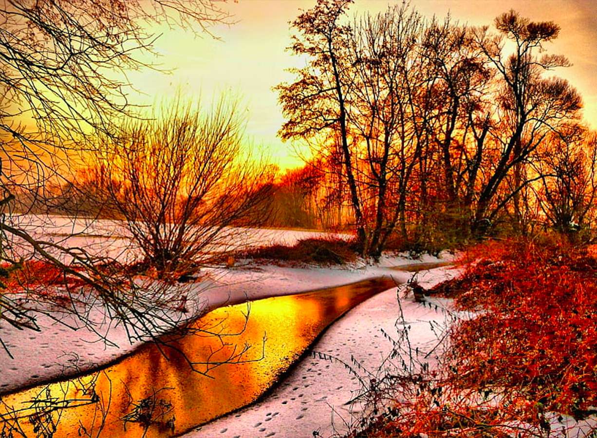 Kolory jesieni choć nadeszła zima, piękny widok puzzle online