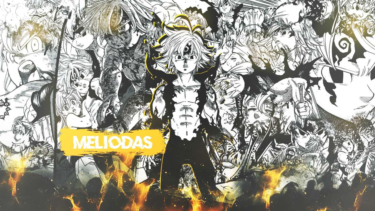 MELIODAS czarno-biały puzzle online