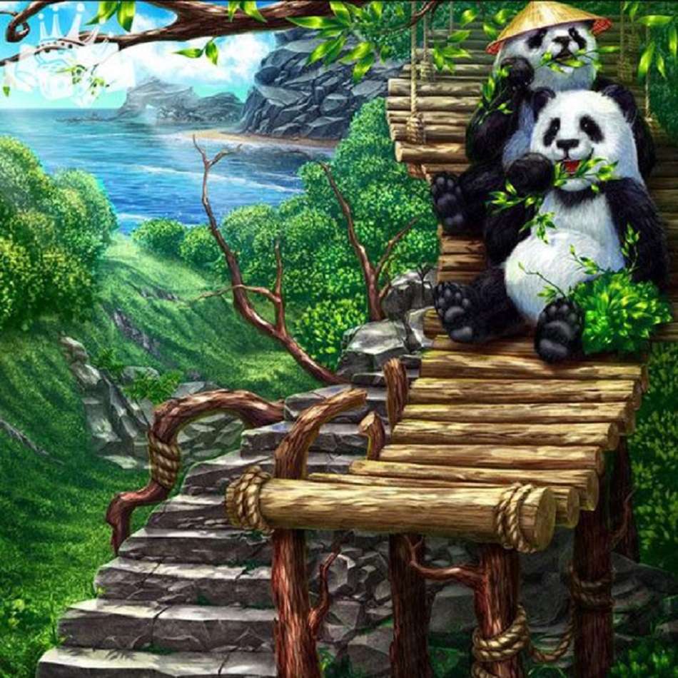 dwie słodkie pandy puzzle online
