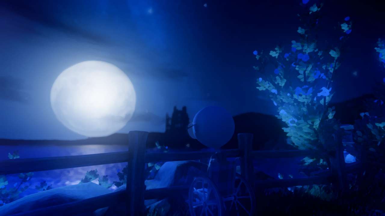 Noc z pełnią księżyca nad morzem puzzle online