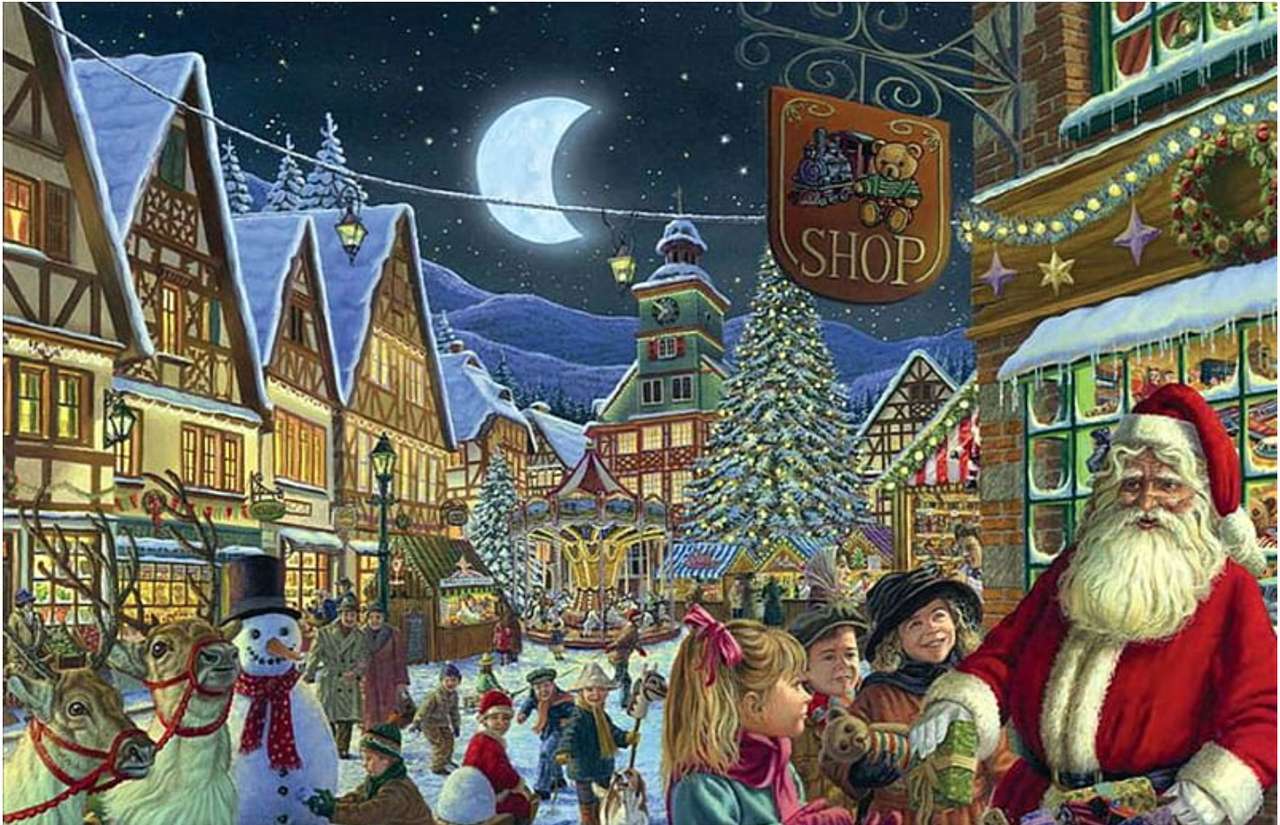 Boże Narodzenie w mieście z Mikołajem puzzle online