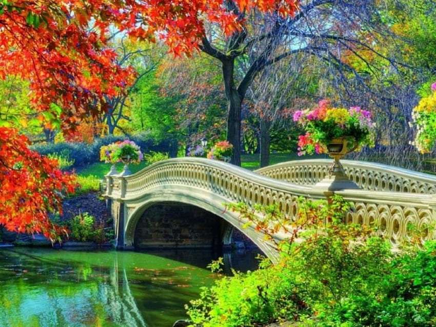 Piękny most do parku jesieni, zachwycający widok:) puzzle online