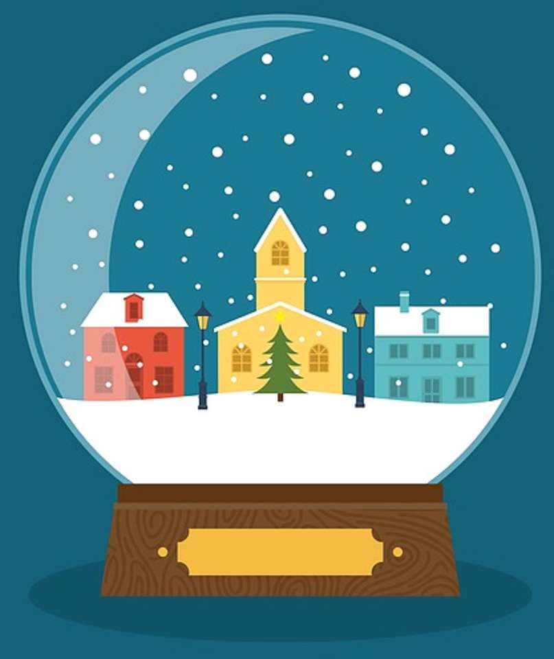 Zimowa kula śnieżna z miasteczkiem puzzle online