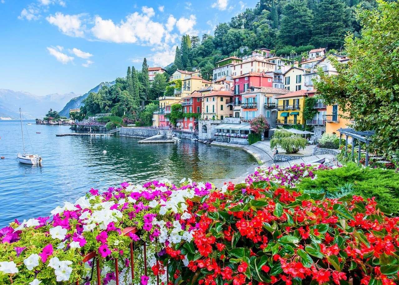 Jezioro Como i miasto Como puzzle online