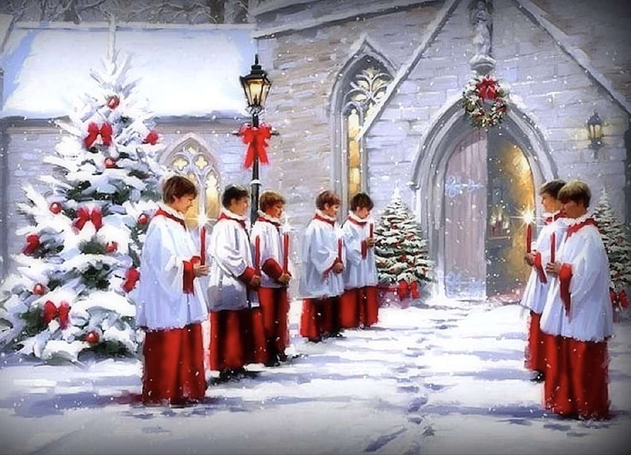 Noc B. Narodzenia przed kaplicą-pasterką dawniej puzzle online