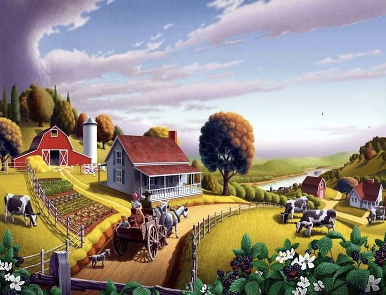 Country life 4. Farm City деревня. Художник Walt Curlee. Сказочная деревня. Красивая ферма.