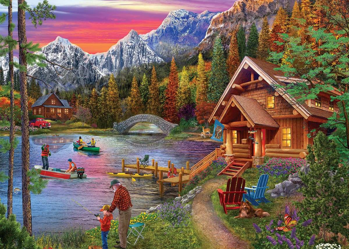 Pobyt nad jeziorem w górach puzzle online