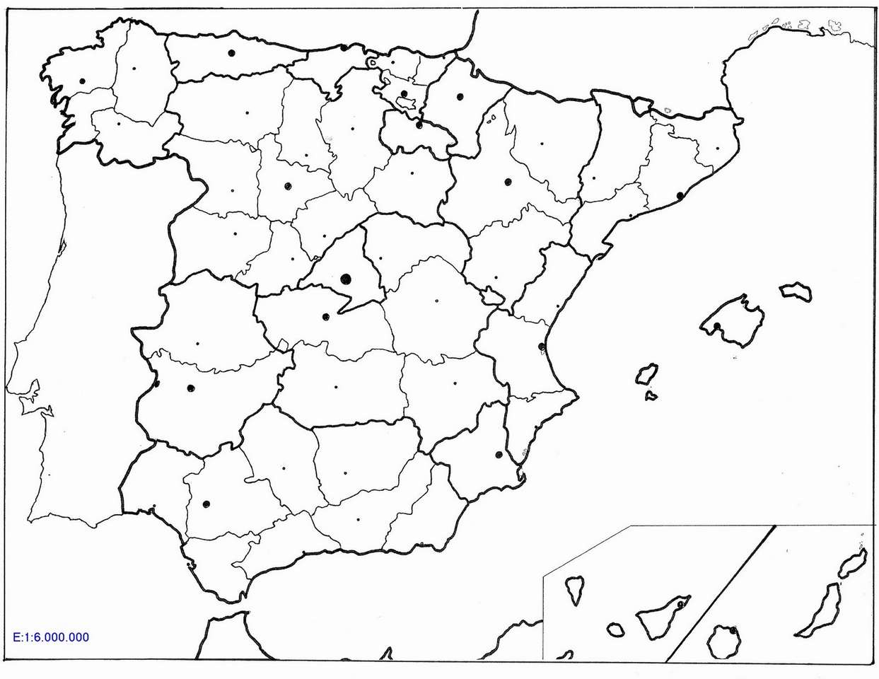 Polityczna mapa Hiszpanii puzzle online