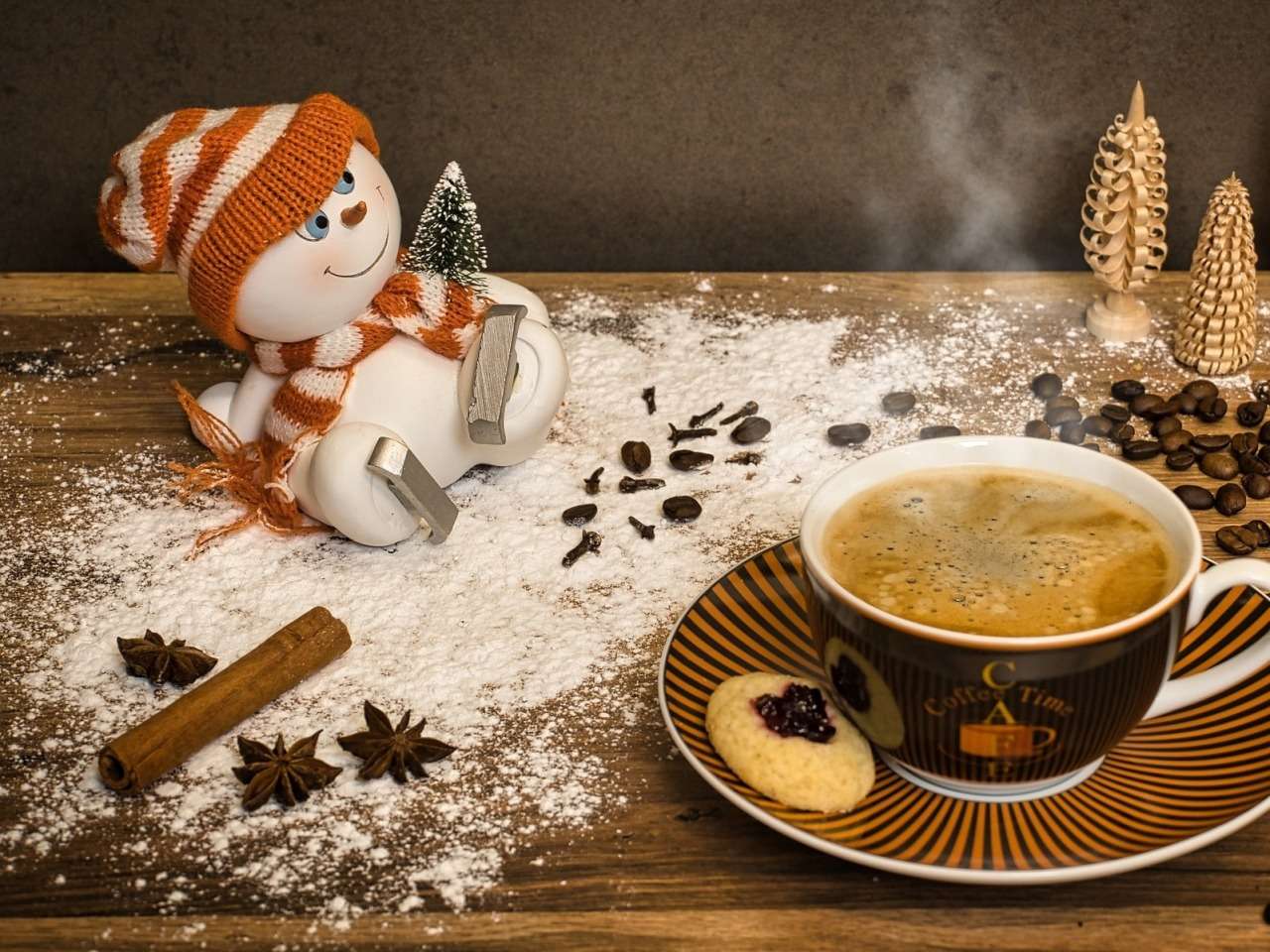 Pyszna zimowa świeżo mielona kawka z wanilią:) puzzle online