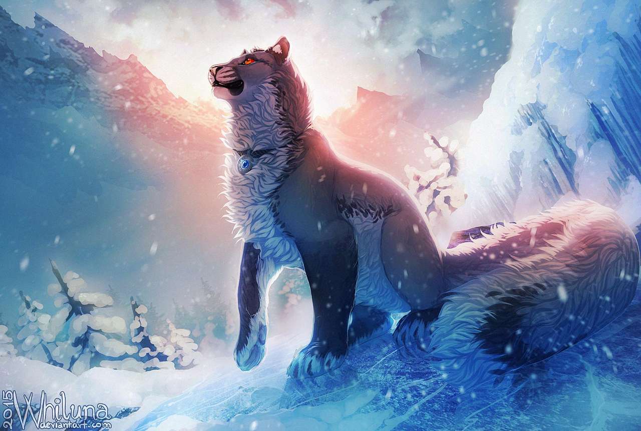 Puma w zimowym krajobrazie puzzle online