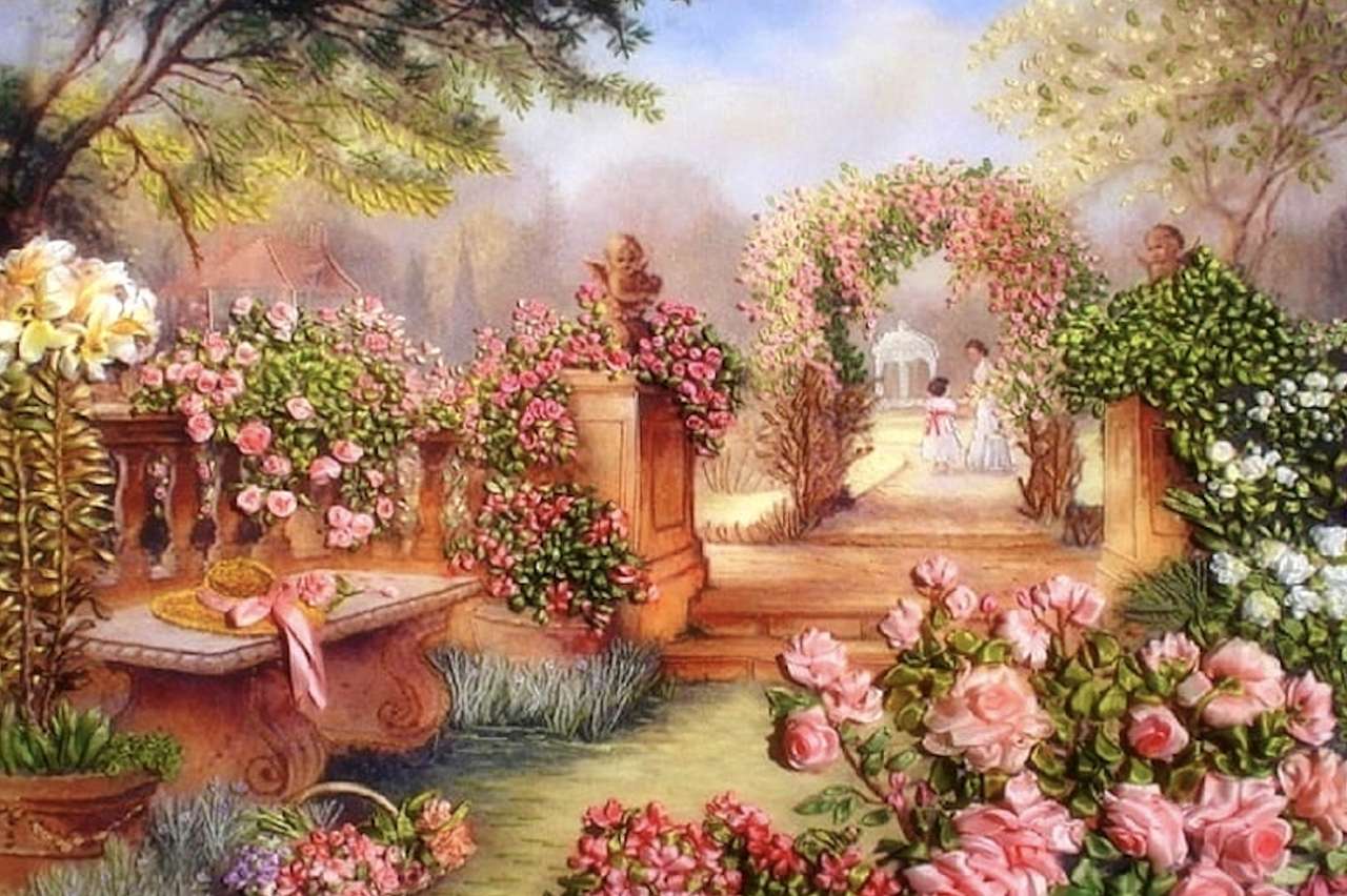 Cudowny różany ogród, jak w bajce puzzle online