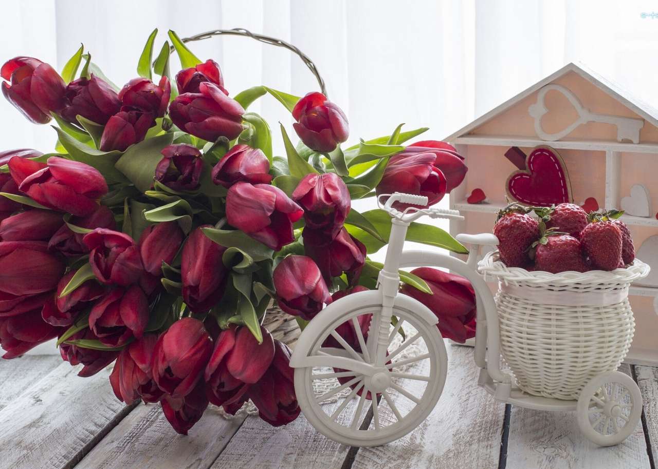 Bordowe tulipany puzzle online