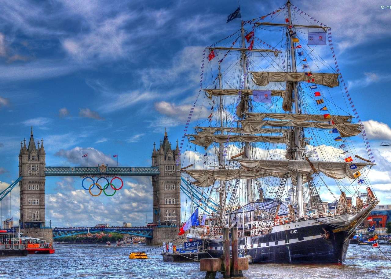 Most z rzeką w Londynie puzzle online