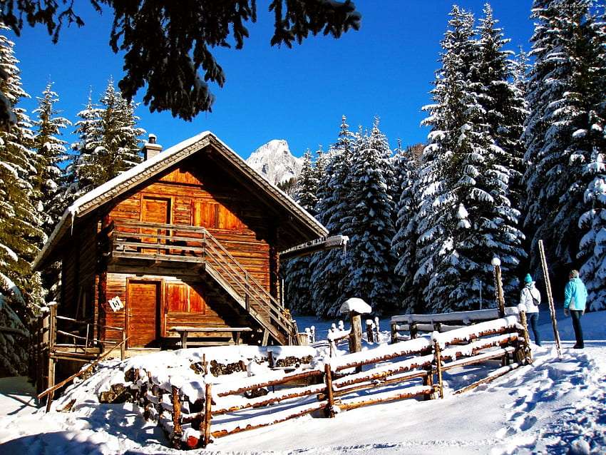 Zimowy wypoczynkowy domek w górach puzzle online