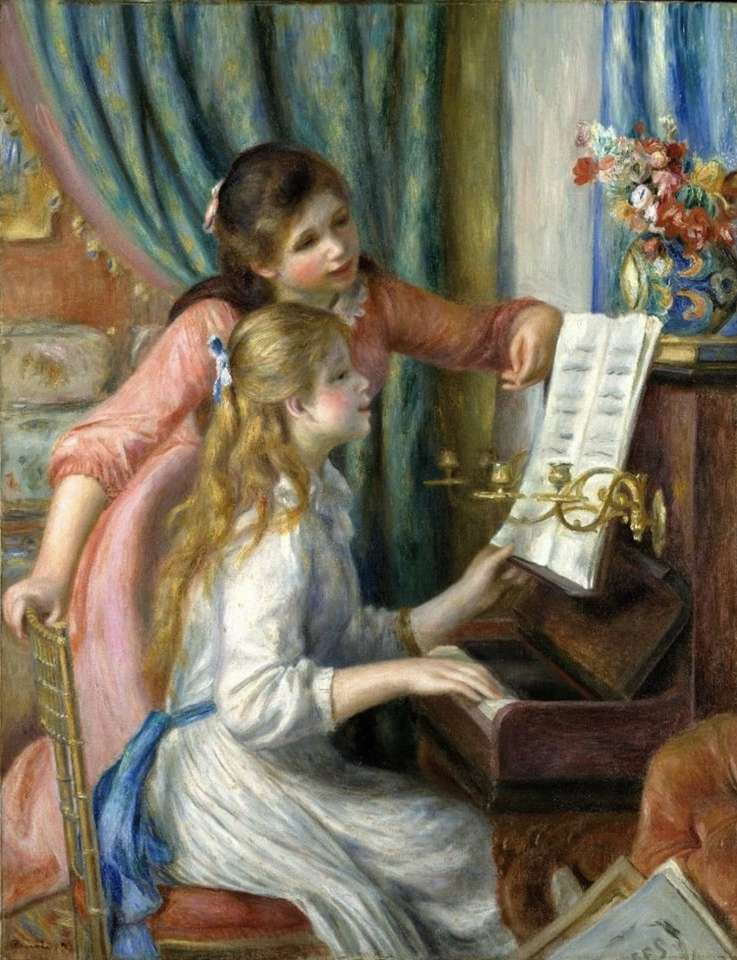 Dwie dziewczyny przy fortepianie. puzzle online