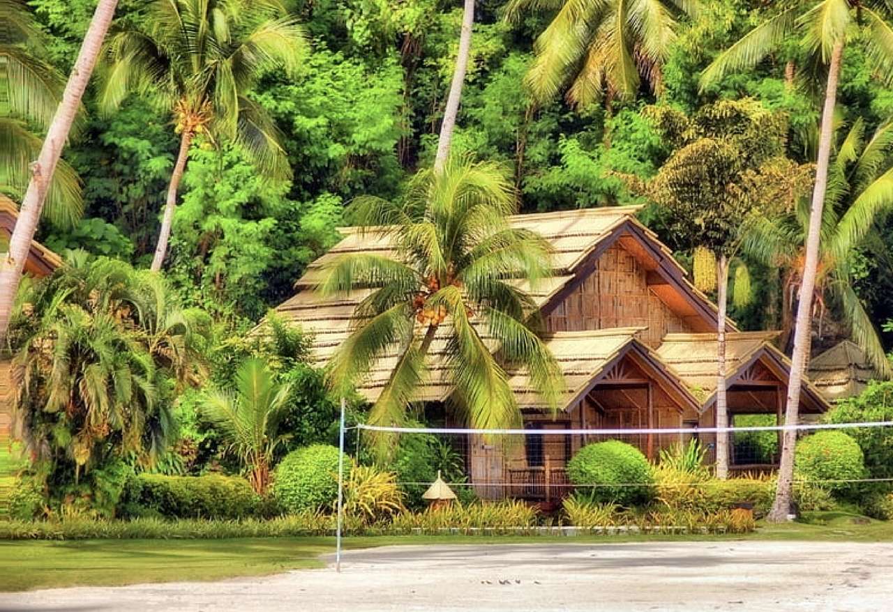 Bungalow na Filipinach w palmowym lasku, cudo puzzle online