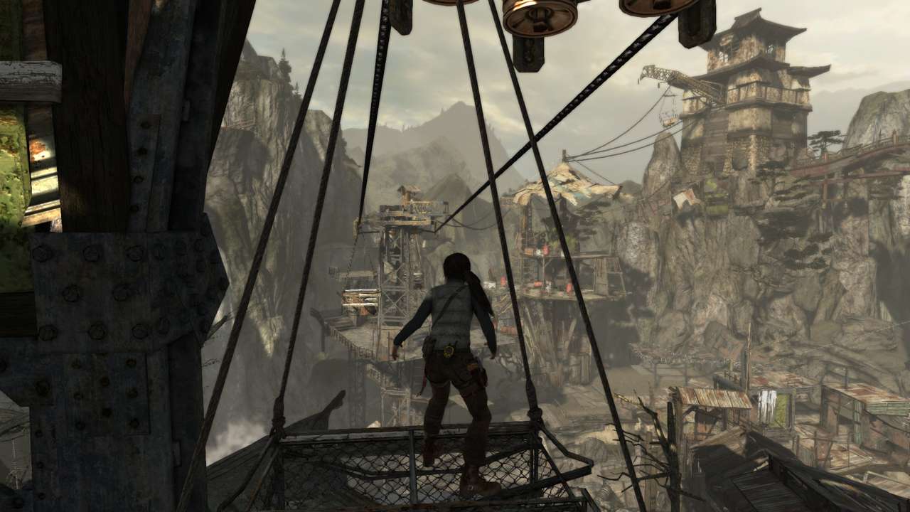 Lara Croft na przejażdżce kolejką linową puzzle online