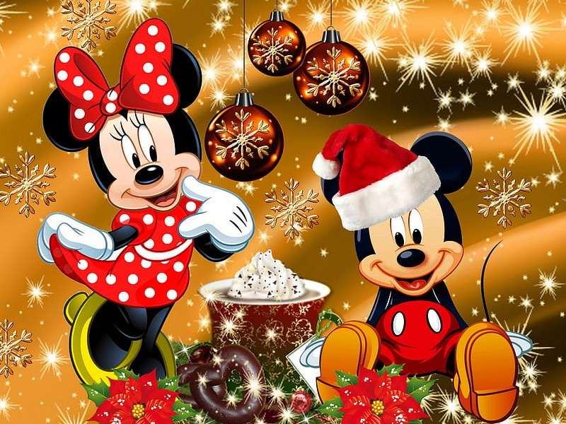 Myszka Miki i Mini w święta puzzle online