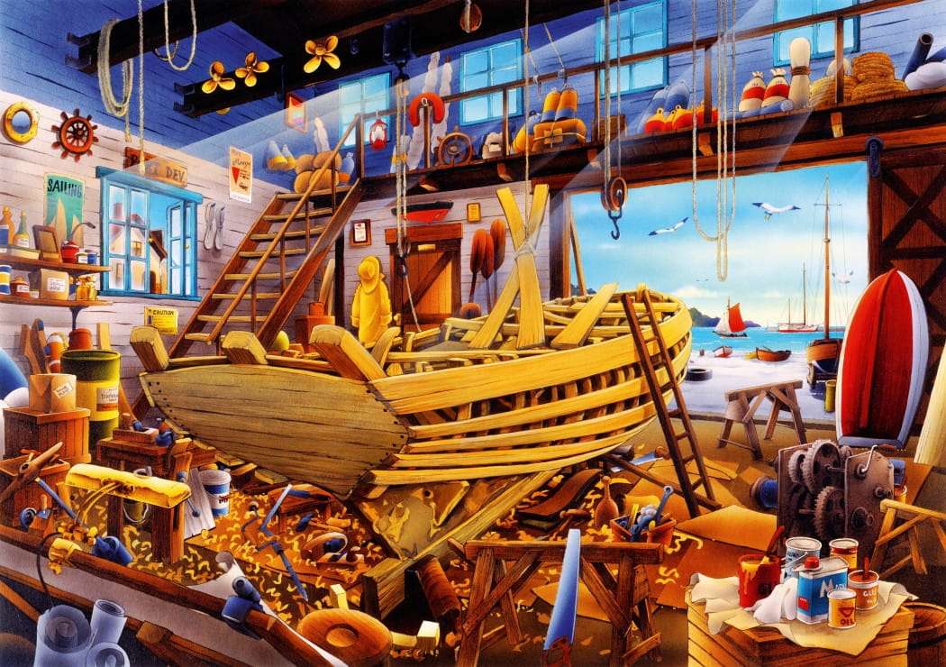 ''Stocznia'' małych łodzi w dawnych czasach puzzle online