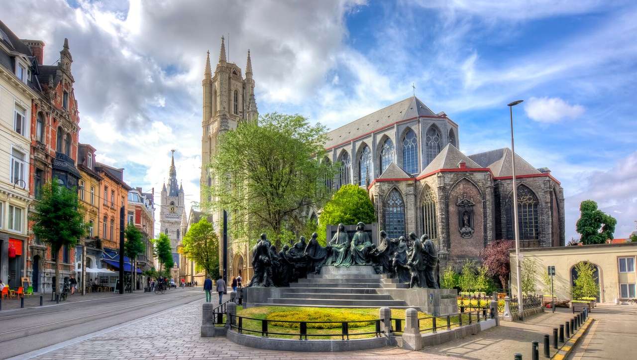 Belgia-Ghent-Sint Bavo katedra i dzwonnica puzzle online