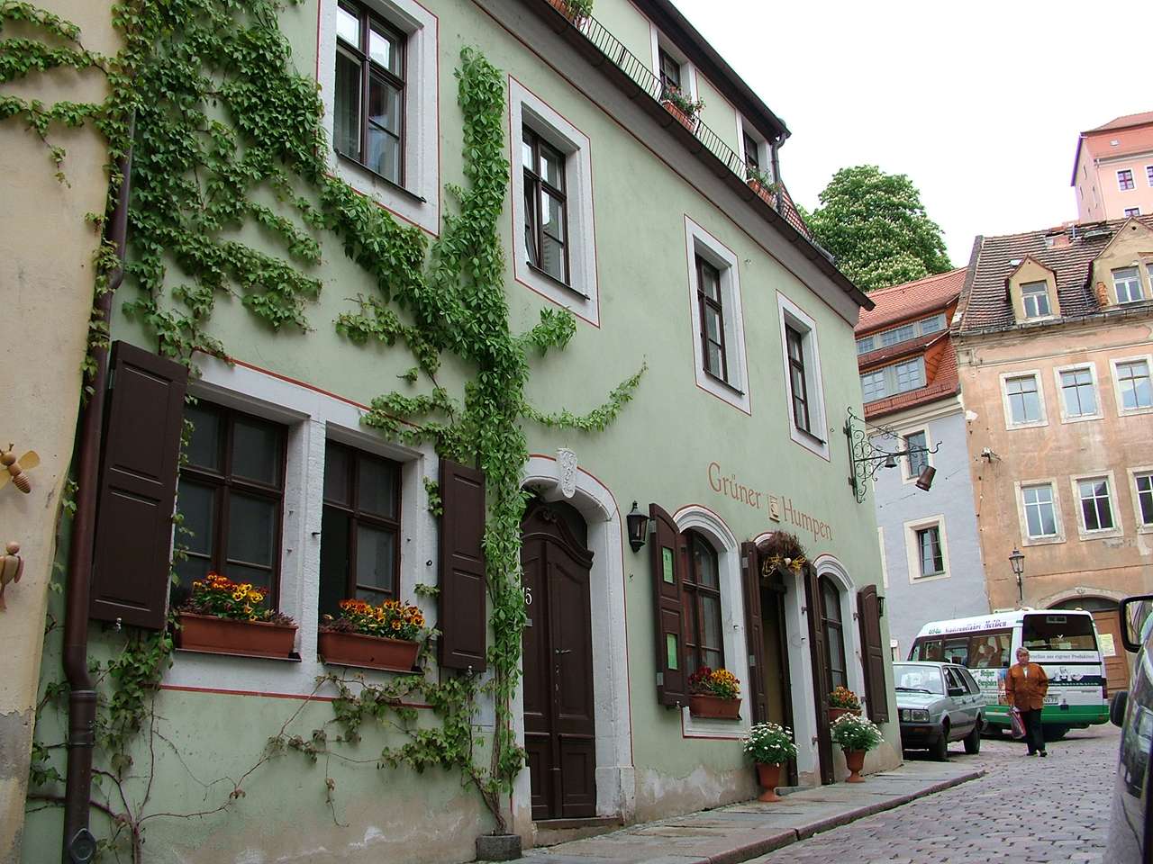 Saksonia, Miśnia, stare miasto, zielony kufel puzzle online