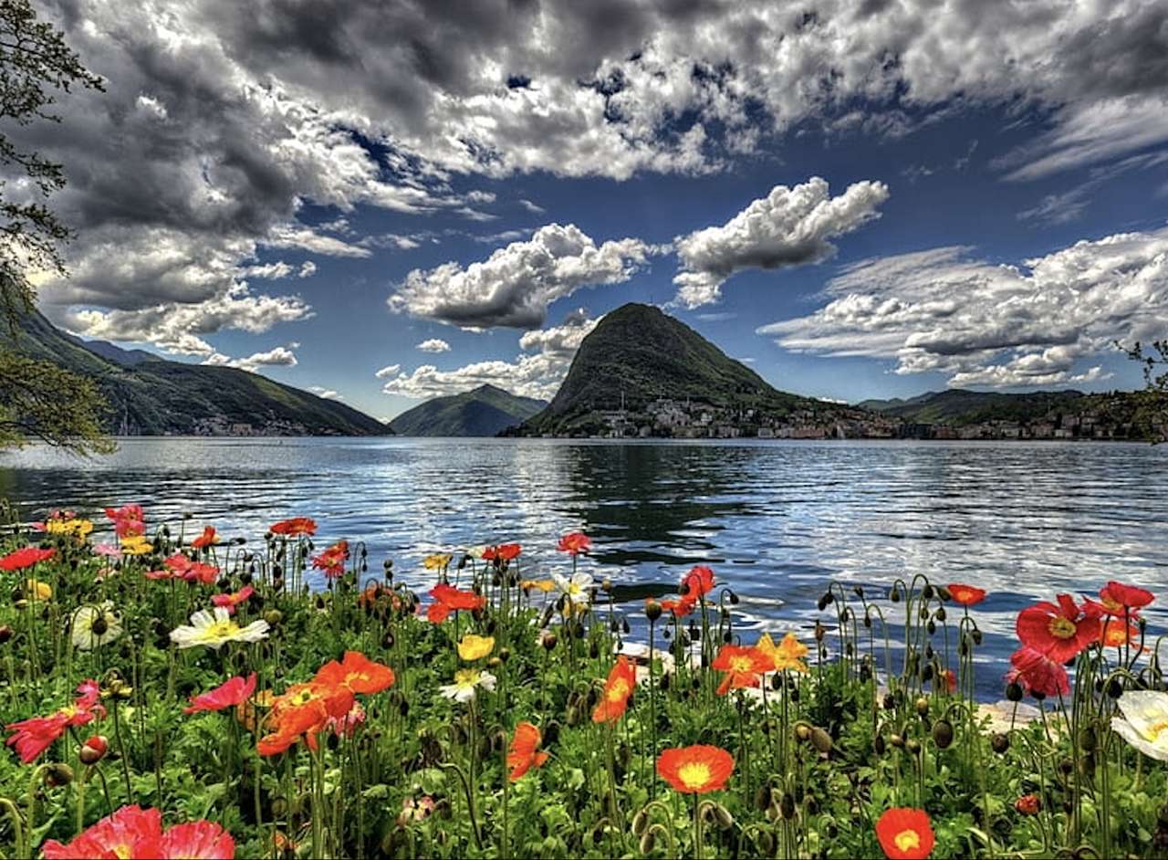 Szwajcaria -Wiosenny krajobraz w Lugano puzzle online