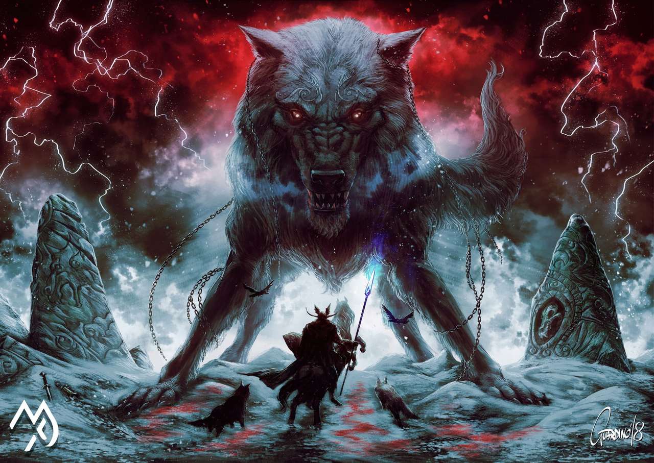 Jeden mitologiczny wilkołak i wojownik wikingów puzzle online
