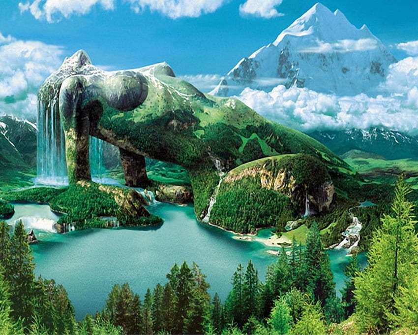 Magiczna góra w oczach marzyciela, piękny widok puzzle online