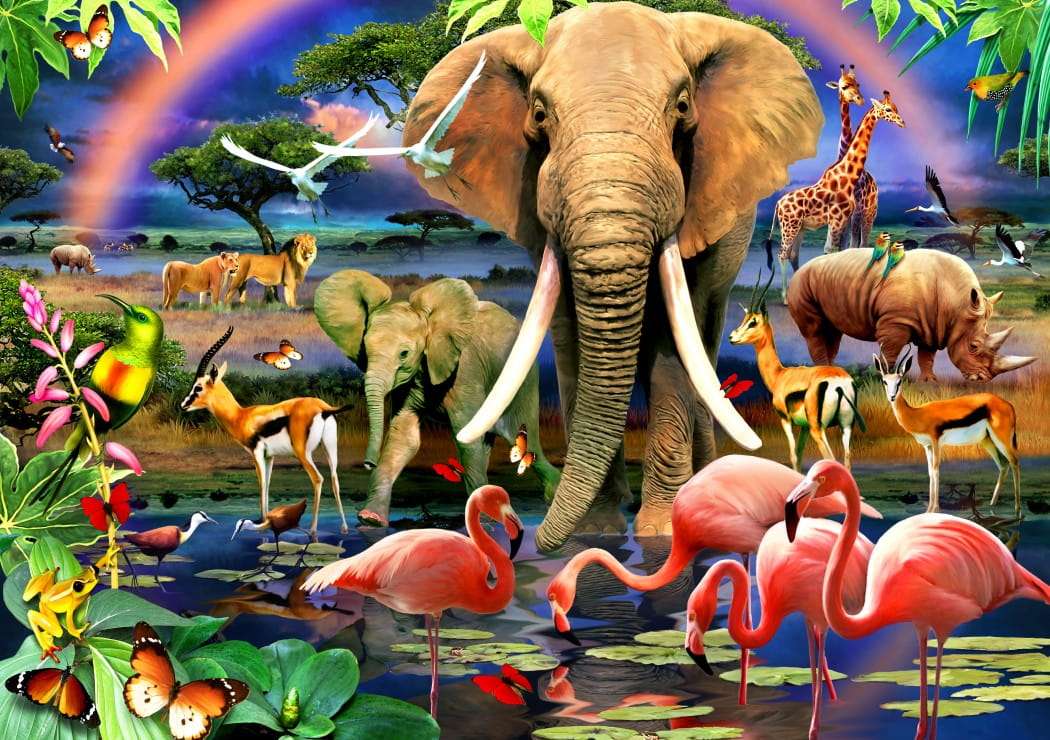 Zwierzęta Afryki na Savannah puzzle online