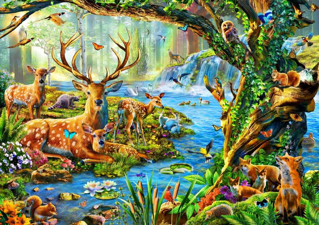 Codzienne życie w lesie, marzenie zwierząt taki raj puzzle online