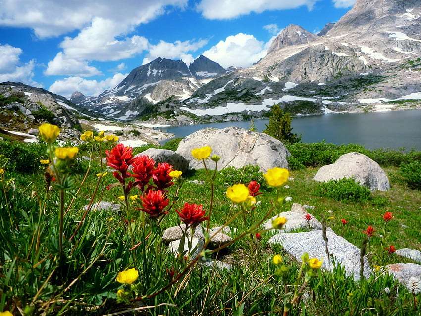 Wiosna w górach, piękny widok puzzle online