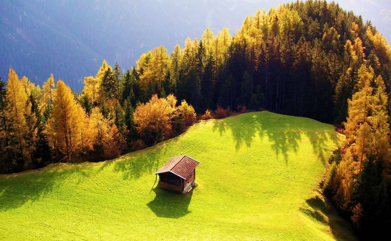 Austria- Mały domek na krawędzi góry, co za widok puzzle online