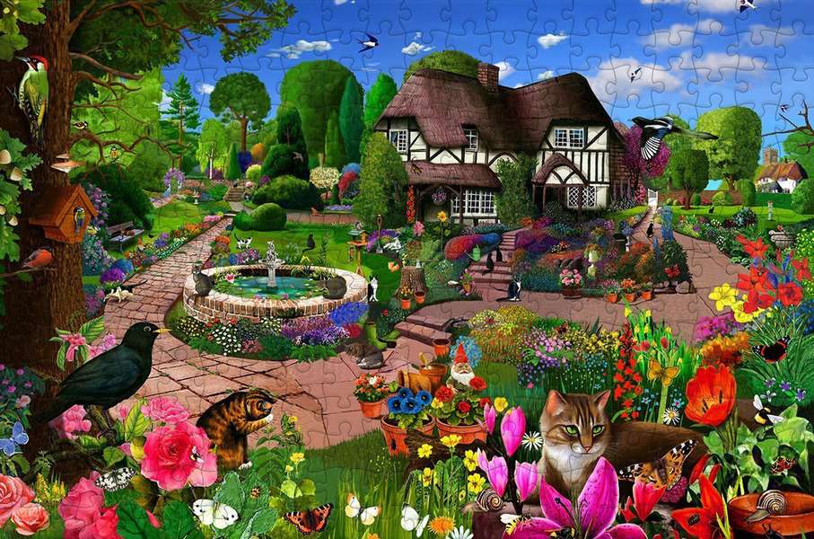 Kocięta cieszące się ogrodem #281 puzzle online