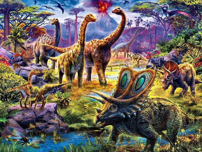 Zauropody w dżungli dinozaurów puzzle online