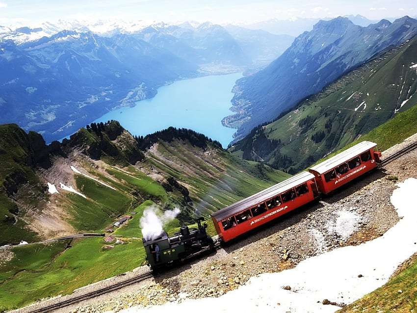 Szwajcaria- podróż pociągiem z góry, się dzieje puzzle online