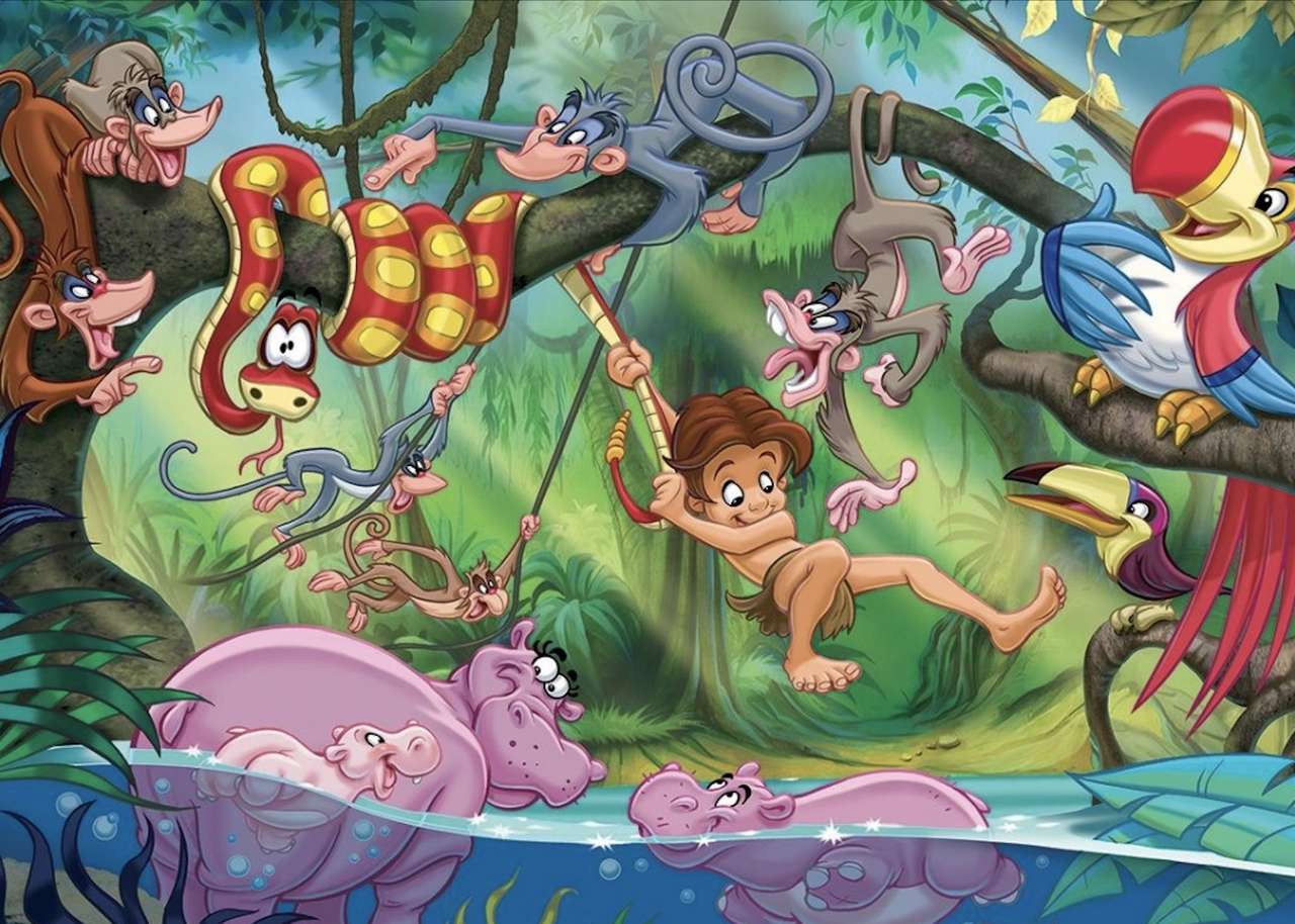 Film-Księga Dżungli i ich rozbawieni bohaterowie puzzle online