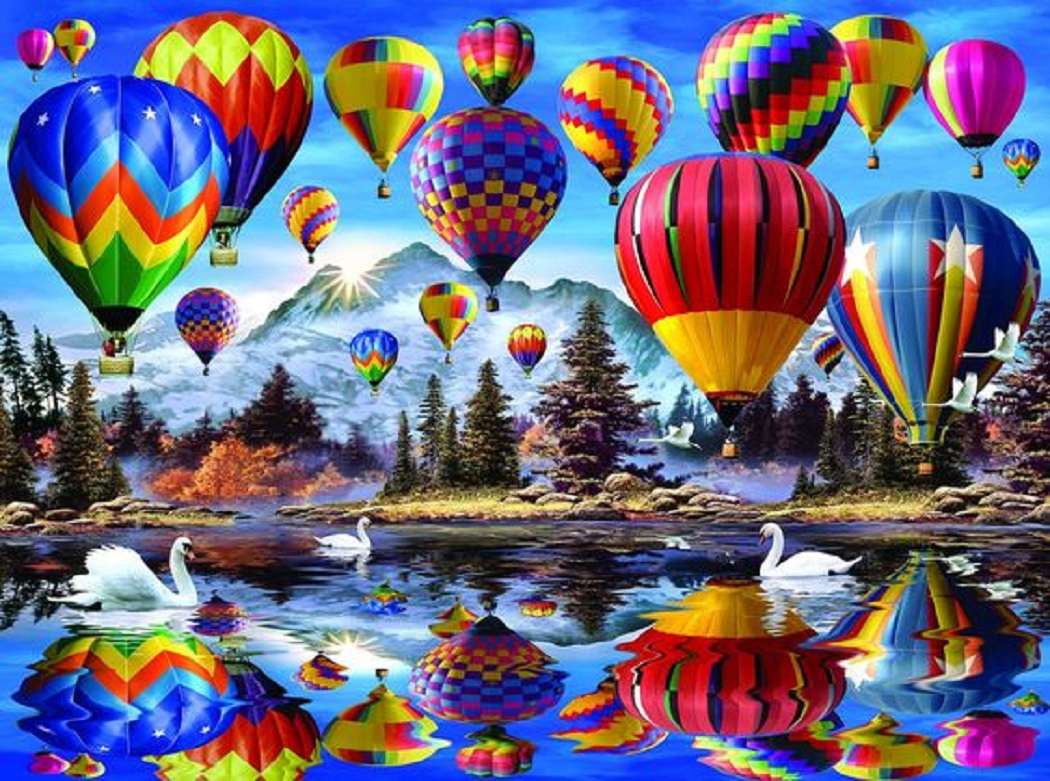 balony nad jeziorem puzzle online