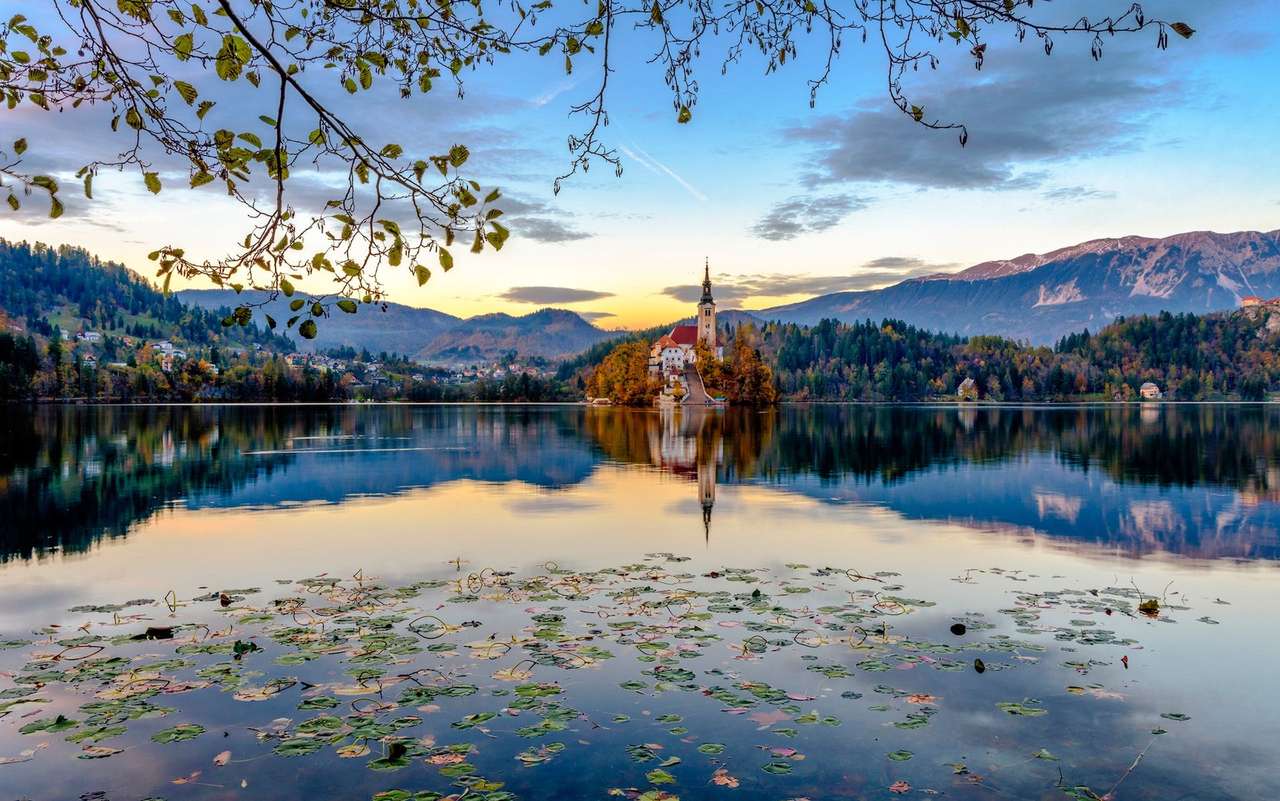 Słowenia, Krajobraz, Jezioro, Niebo puzzle online