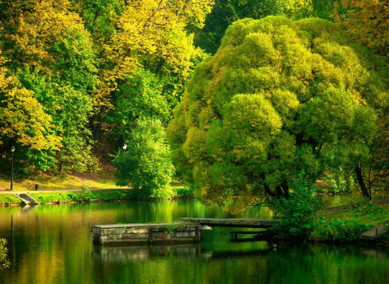 Przepiękna wczesna jesień w parku, co za widok puzzle online