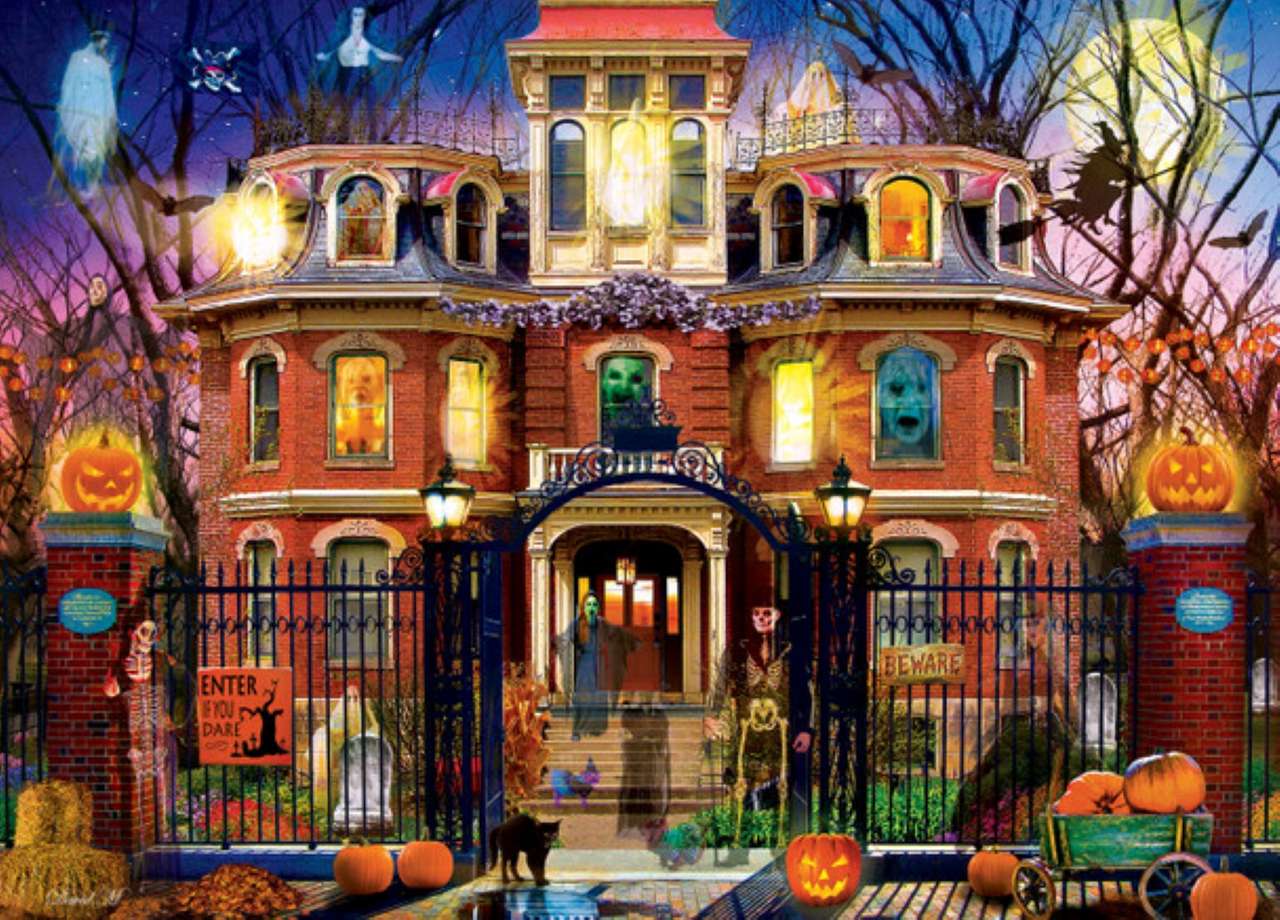 halloweenowy nawiedzony dom puzzle online