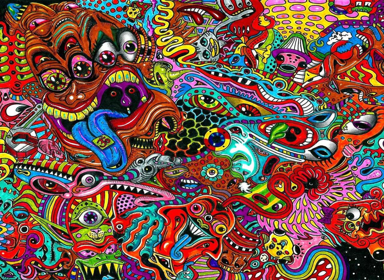 Kolorowy surrealizm psychodeliczny puzzle online