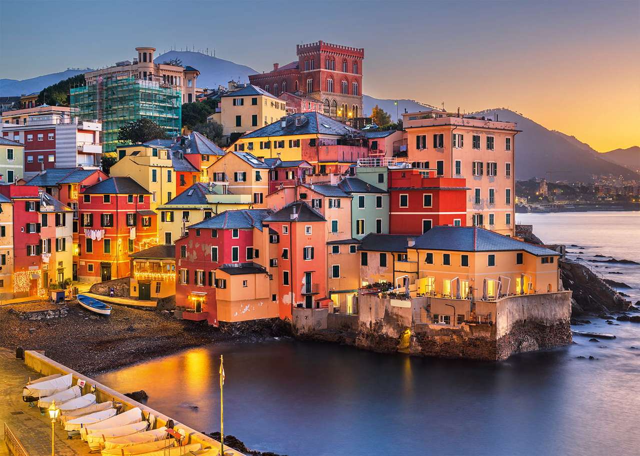 Włochy-urocze kolorowe miasteczko Genua nad morzem puzzle online